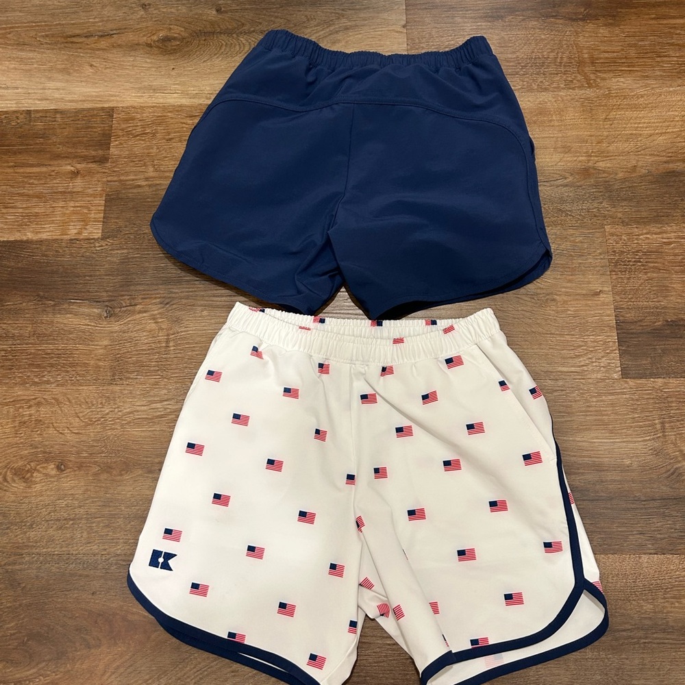 Courtside kids  Navy & white Flag-Print boys Athletic Shorts 2-Pack